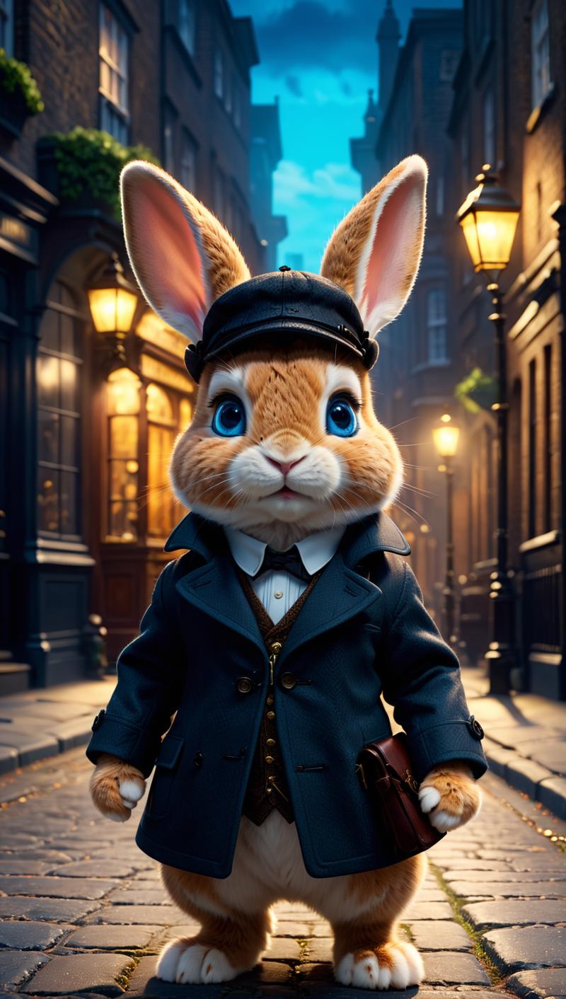 00128-1307554647-cut little fluffy Bunny cub dressed up as sherlock holmes, blue eyes, investigating a crime, pixar-style, ultra detailed, old lo.png